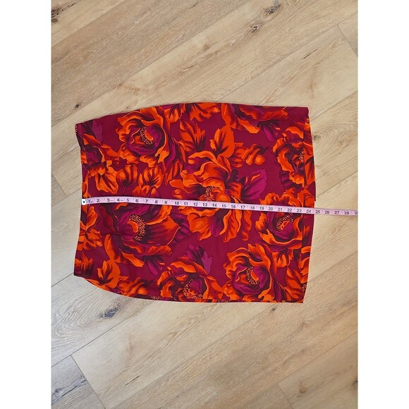 Dopamine Boho Chic Fairy Floral Cocktail Silk Pencil Skirt Womens 14 Pink Orange - Picture 3 of 7